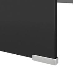 Greatstore TV stolek / podstavec na monitor sklo černý 120x30x13 cm