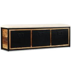 shumee Úložná lavička se 3 zásuvkami, masivní mangovník, 120x30x40 cm
