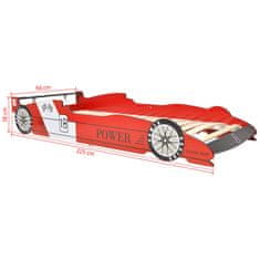 shumee Dětská postel ve tvaru závodního auta 90x200 cm červená