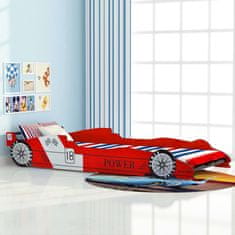 Greatstore Dětská postel ve tvaru závodního auta 90x200 cm červená