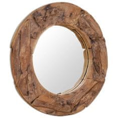 Petromila Dekorativní zrcadlo, kulaté, teak, 80 cm