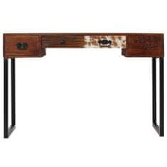 Greatstore Psací stůl masivní sheeshamové dřevo a pravá kůže 117x50x76 cm