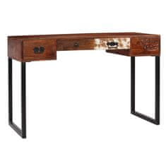 Greatstore Psací stůl masivní sheeshamové dřevo a pravá kůže 117x50x76 cm