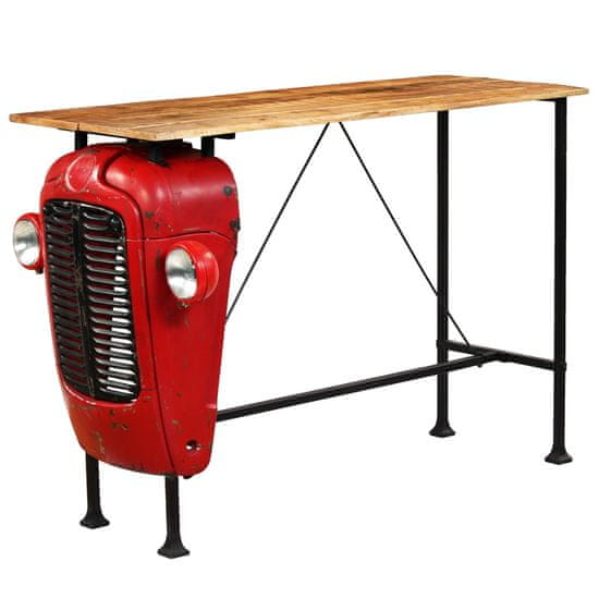 Greatstore Barový stůl traktor z mangovníkového dřeva červený 60x150x107cm