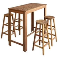 Greatstore Barový stůl a stoličky z masivního akáciového dřeva sada 5 kusů