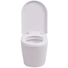 Vidaxl Závěsná toaleta s podomítkovou nádržkou keramická bílá
