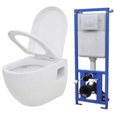 Greatstore Závěsná toaleta s podomítkovou nádržkou bílá keramická