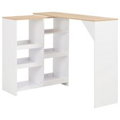 Greatstore Barový stůl s pohyblivým regálem bílý 138 x 39 x 110 cm