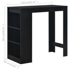 Greatstore Barový stůl s regálem černý 110 x 50 x 103 cm