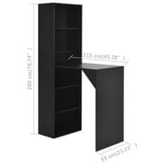 Greatstore Barový stůl se skříní černý 115 x 59 x 200 cm
