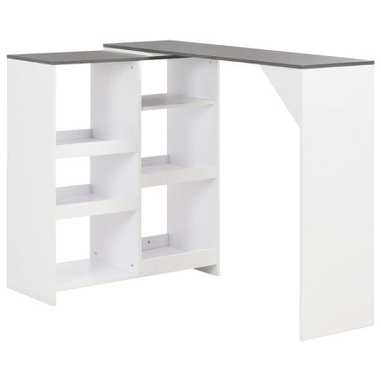 Greatstore Barový stůl s pohyblivým regálem bílý 138 x 39 x 110 cm