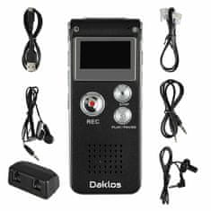 Daklos Profesionální diktafon (hlasový záznamník) 8 GB / nahrávání hlasu / zvuku a telefonních hovorů s příslušenstvím