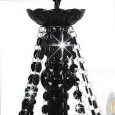 Greatstore Lustr s korálky černý 12 x žárovky E14