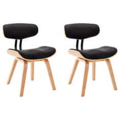 shumee Jídelní židle 2 ks černé ohýbané dřevo a umělá kůže