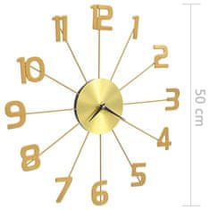 shumee Nástěnné hodiny kovové 50 cm zlaté