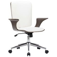 shumee Otočná kancelářská židle bílá umělá kůže ohýbané dřevo