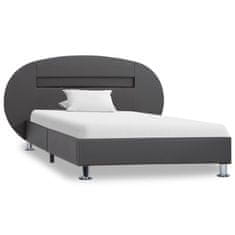 Vidaxl Rám postele s LED světlem šedý umělá kůže 90 x 200 cm