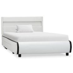 Vidaxl Rám postele s LED světlem bílý umělá kůže 90 x 200 cm
