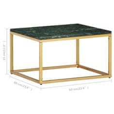 Greatstore Konferenční stolek zelený 60x60x35cm pravý kámen mramorový vzor