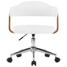 shumee Otočná kancelářská židle bílá ohýbané dřevo a umělá kůže