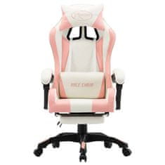 shumee Herní židle s podnožkou růžová a černá umělá kůže
