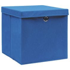 Greatstore Úložné boxy s víky 10 ks modré 32 x 32 x 32 cm textil