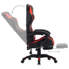 Greatstore Herní židle s podnožkou červená a černá umělá kůže