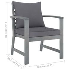 Vidaxl Zahradní židle 2 ks tmavě šedé podušky masivní akáciové dřevo