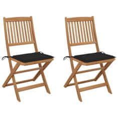Greatstore Skládací zahradní židle s poduškami 2 ks masivní akáciové dřevo