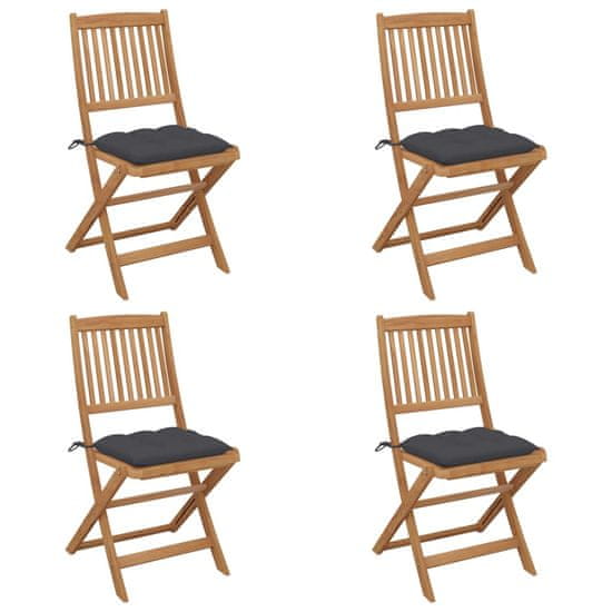 Petromila Skládací zahradní židle s poduškami 4 ks masivní akáciové dřevo