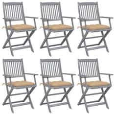 Petromila Skládací zahradní židle s poduškami 6 ks masivní akáciové dřevo