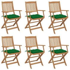 Greatstore Skládací zahradní židle s poduškami 6 ks masivní akáciové dřevo