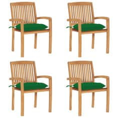 Petromila Stohovatelné zahradní židle s poduškami 4 ks masivní teak