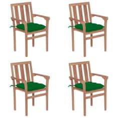 Greatstore Stohovatelné zahradní židle s poduškami 4 ks masivní teak