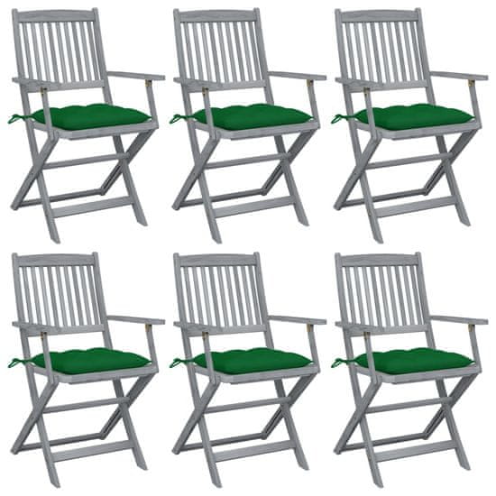 Petromila Skládací zahradní židle s poduškami 6 ks masivní akáciové dřevo
