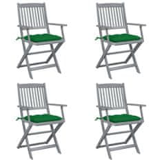 Vidaxl Skládací zahradní židle s poduškami 4 ks masivní akáciové dřevo