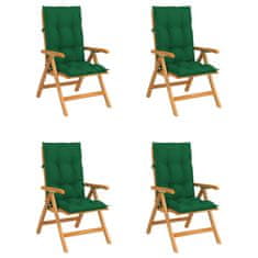 Greatstore Polohovací zahradní židle s poduškami 4 ks masivní teak
