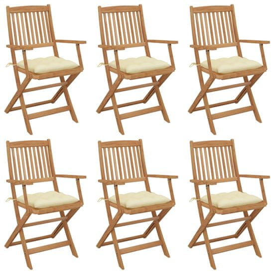 Greatstore Skládací zahradní židle s poduškami 6 ks masivní akácie