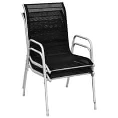 Greatstore Stohovatelné zahradní židle 2 ks ocel a textilen černé