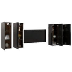 Greatstore TV skříňky 4 ks černé vysoký lesk 30,5 x 30 x 90 cm dřevotříska