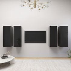 Greatstore TV skříňky 4 ks černé vysoký lesk 30,5 x 30 x 90 cm dřevotříska