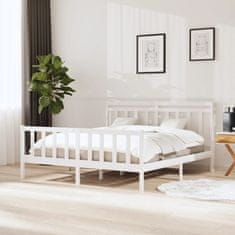 Greatstore Rám postele bílý masivní dřevo 160 x 200 cm