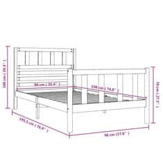 Greatstore Rám postele bílý masivní dřevo 90 x 190 cm Single