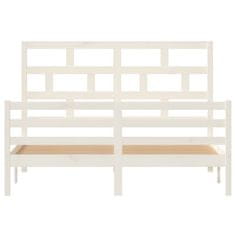 Greatstore Rám postele bílý masivní dřevo 150 x 200 cm King Size
