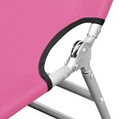 shumee Skládací opalovací lehátko s podhlavníkem ocel magento růžová