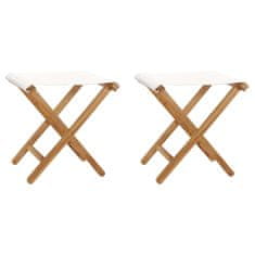 Vidaxl Skládací židle 2 ks masivní teakové dřevo a textil krémově bílé