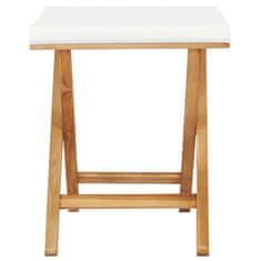 Vidaxl Skládací židle 2 ks masivní teakové dřevo a textil krémově bílé