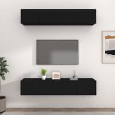 Greatstore TV skříňky 4 ks černé 80 x 30 x 30 cm kompozitní dřevo