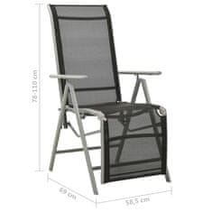 Vidaxl Polohovací zahradní židle textilen a hliník stříbrná