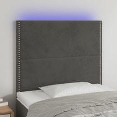 Greatstore Čelo postele s LED tmavě šedé 80x5x118/128 cm samet